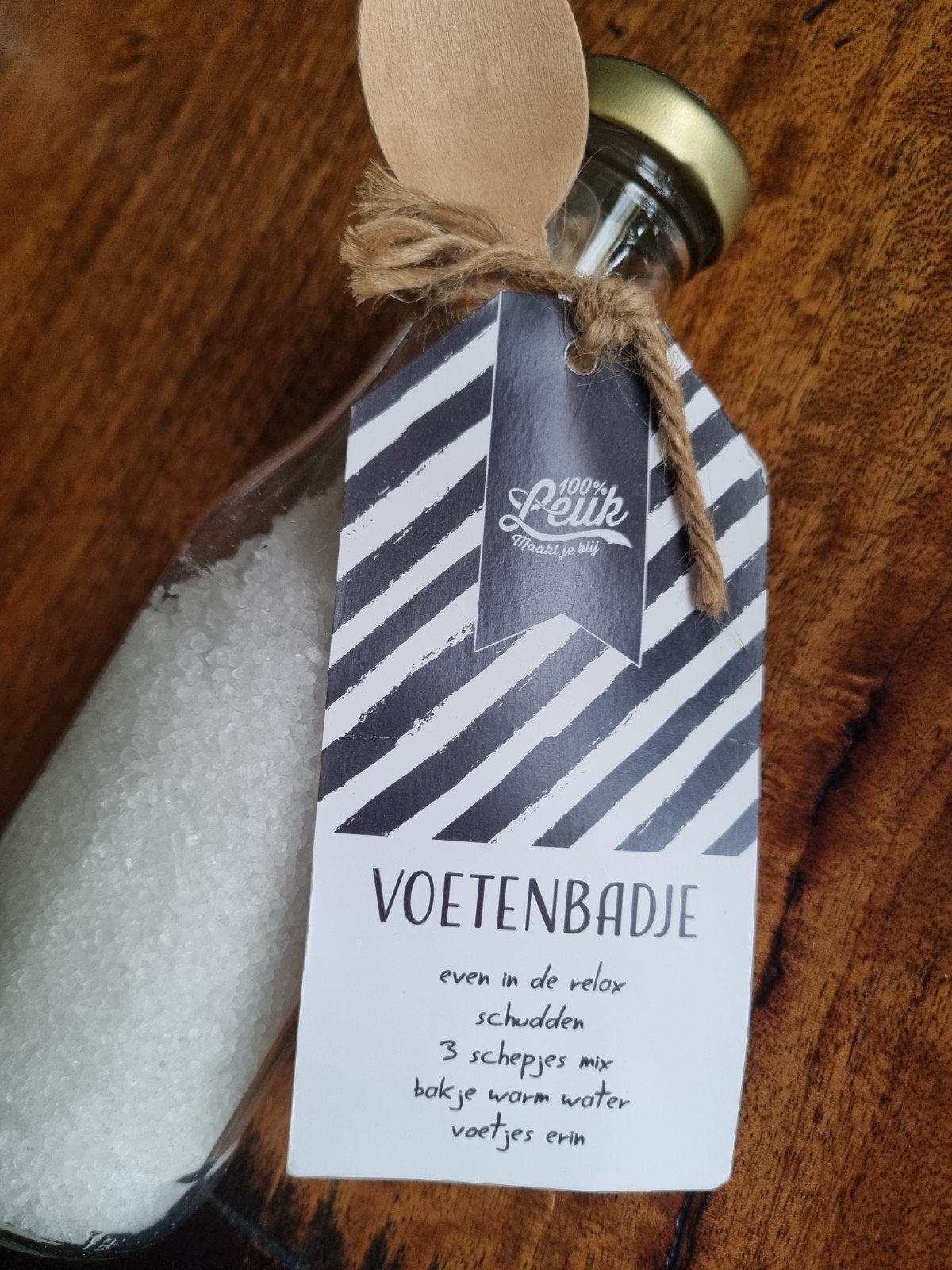 Voetenbadje met badzout en houten lepel, Ophalen of Verzenden, Nieuw, Bad & Douche