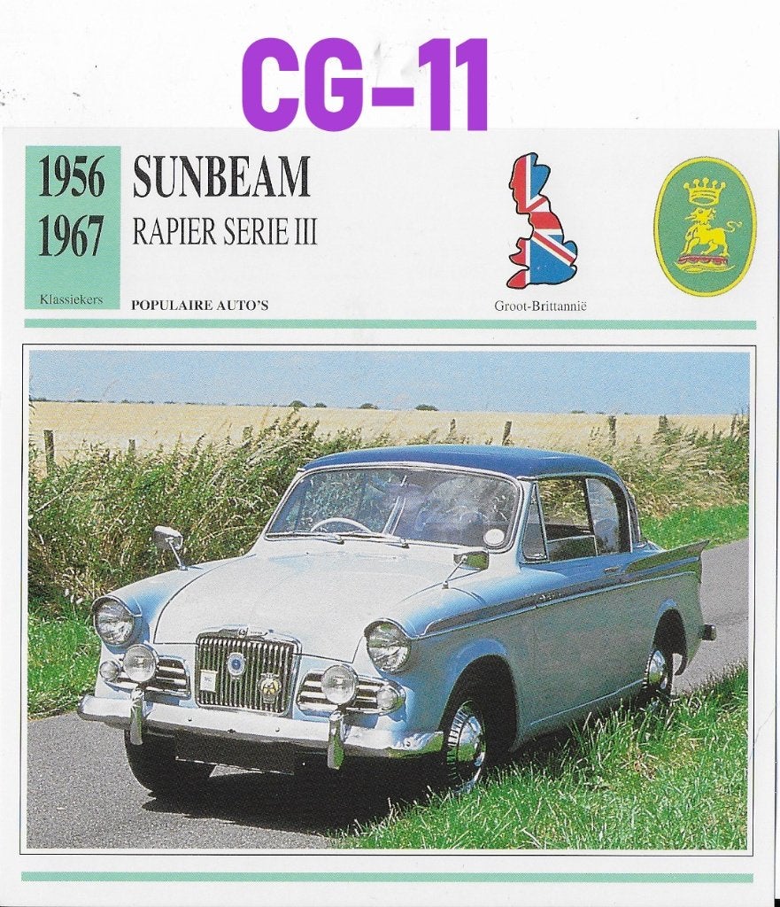 Cg11 autokaart sunbeam rapier serie  lll ( 1956 - 1967 ), Verzamelen, Ophalen of Verzenden, Zo goed als nieuw, Auto's