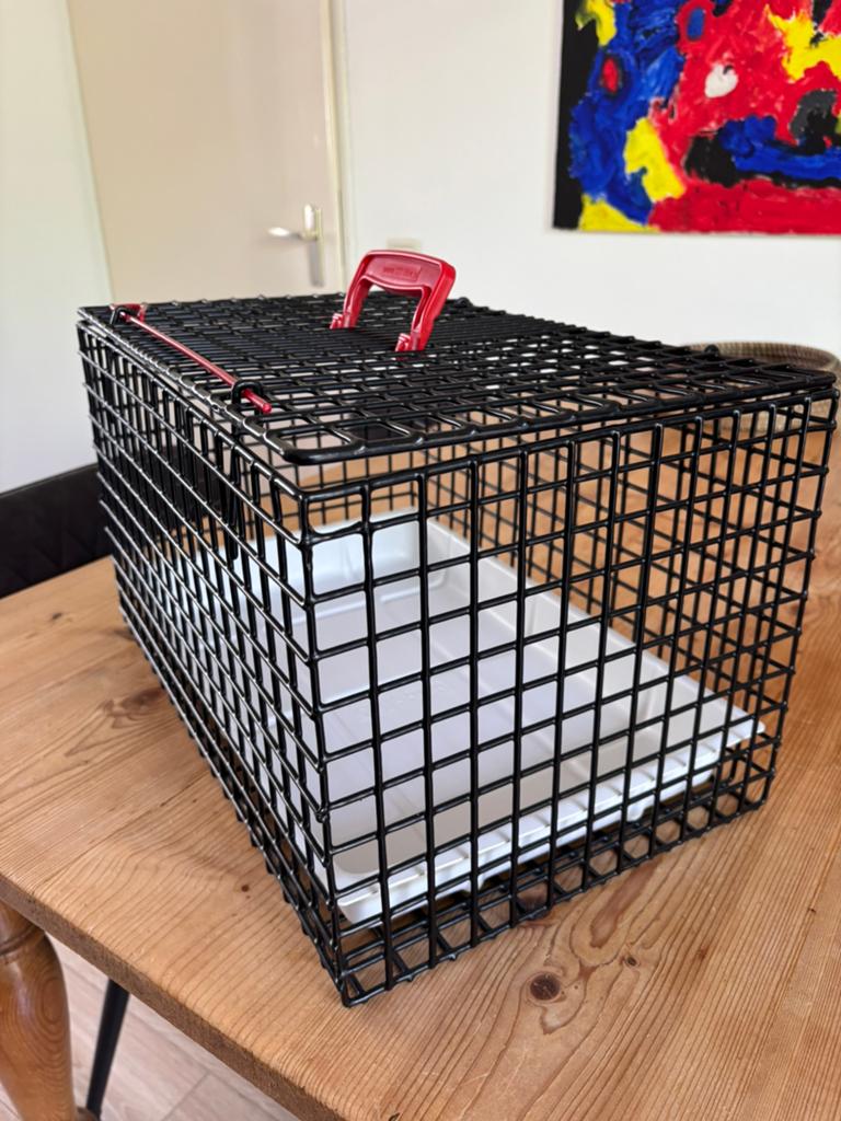 Draagbare transport katten kooi incl plastic tray, Ophalen of Verzenden, Zo goed als nieuw