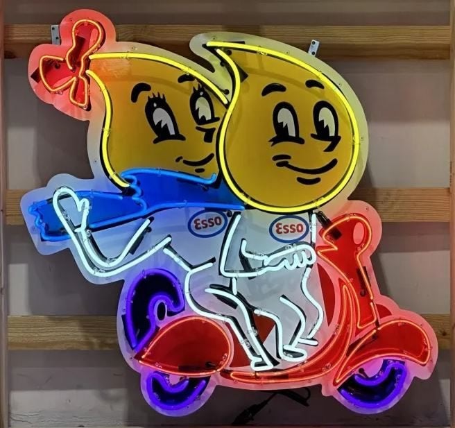 Esso scooter licht reclame mancave garage showroom USA neons, Lichtbak of (neon) lamp, Nieuw, Ophalen of Verzenden, Info@americansaleshop.nl