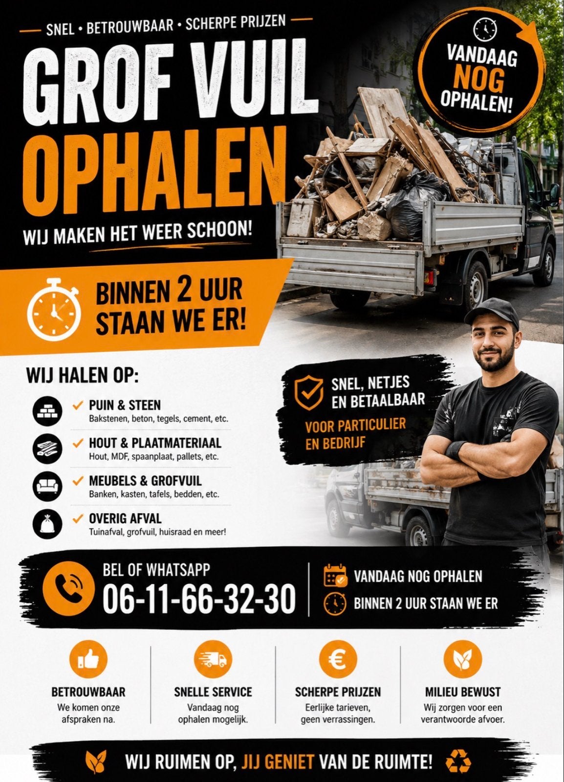 Grofvuil ophalen snel en betrouwbaar