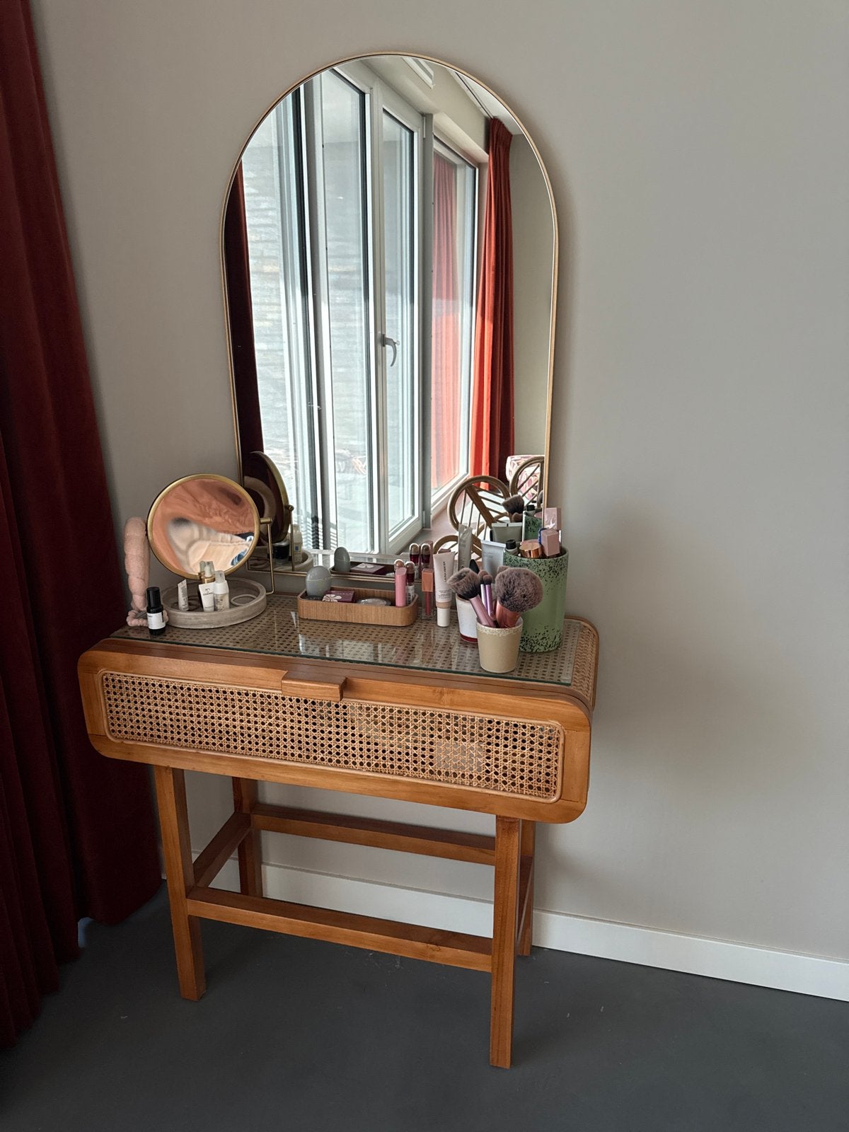 Nordal Rotan kaptafel met opbergruimte, Ophalen, 100 tot 150 cm, 50 tot 100 cm, Zo goed als nieuw