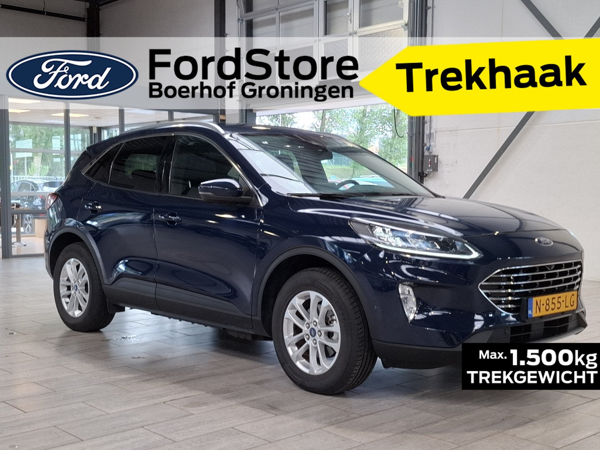Ford Kuga 2.5 PHEV 225 pk Titanium X | Trekhaak | El. a. kle, Auto's, Dealer onderhouden, Stof, Gebruikt, 4 cilinders