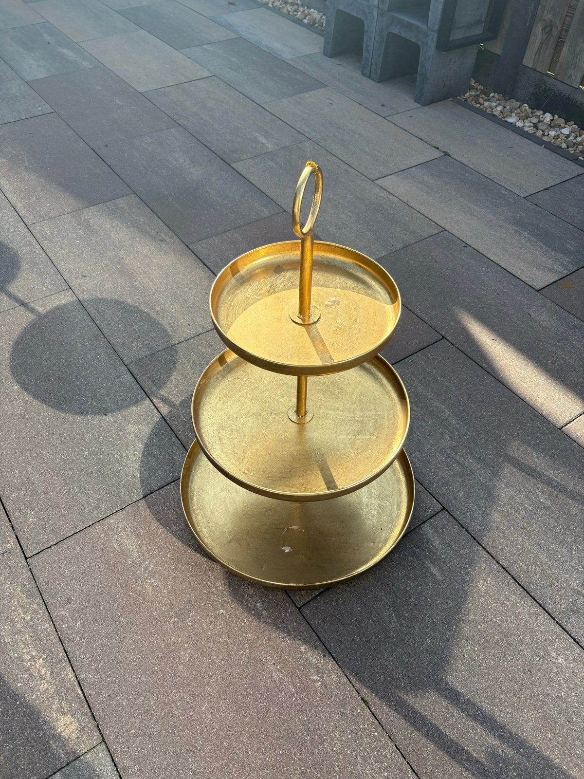 Gouden Etagère - 3 Lagen (82x51 cm), Etagère, Gebruikt, Metaal, Ophalen of Verzenden