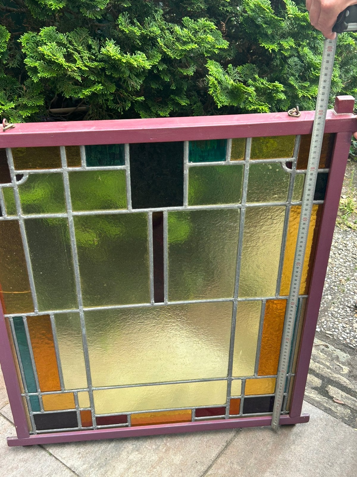 Glas in lood decoratie ingelijst, Ophalen, Gebruikt, Overige typen, Minder dan 80 cm