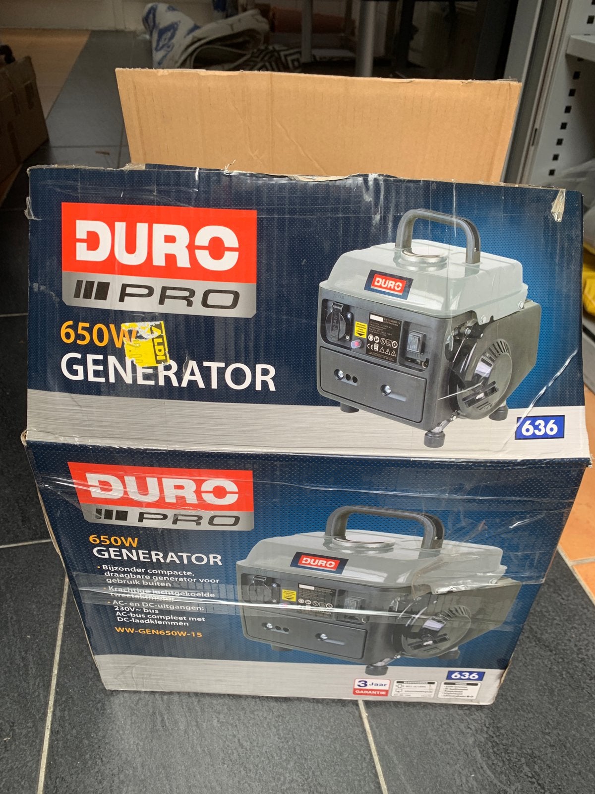 Durv pro 650 w Generator Nieuw Nooit gebruikt., 100 liter of meer, Ophalen of Verzenden, Zo goed als nieuw, Minder dan 200 liter/min