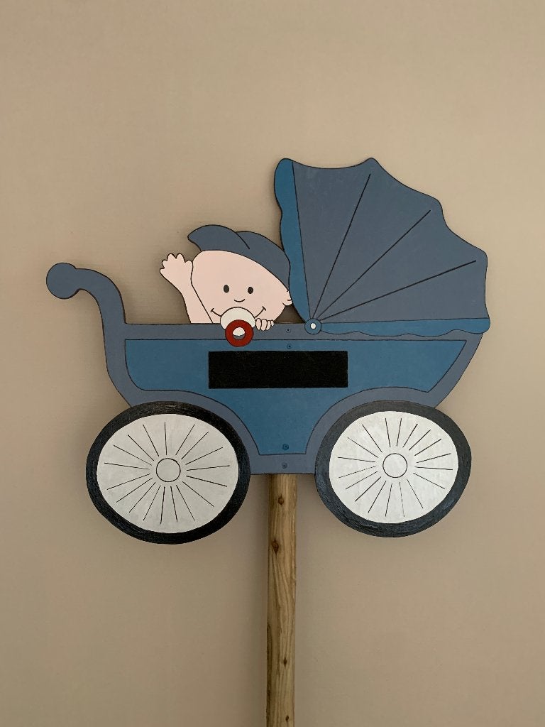 Blauw Geboortebord Kinderwagen te huur - Kraambord - €10 pw., Ophalen, Zo goed als nieuw, Geboortebord