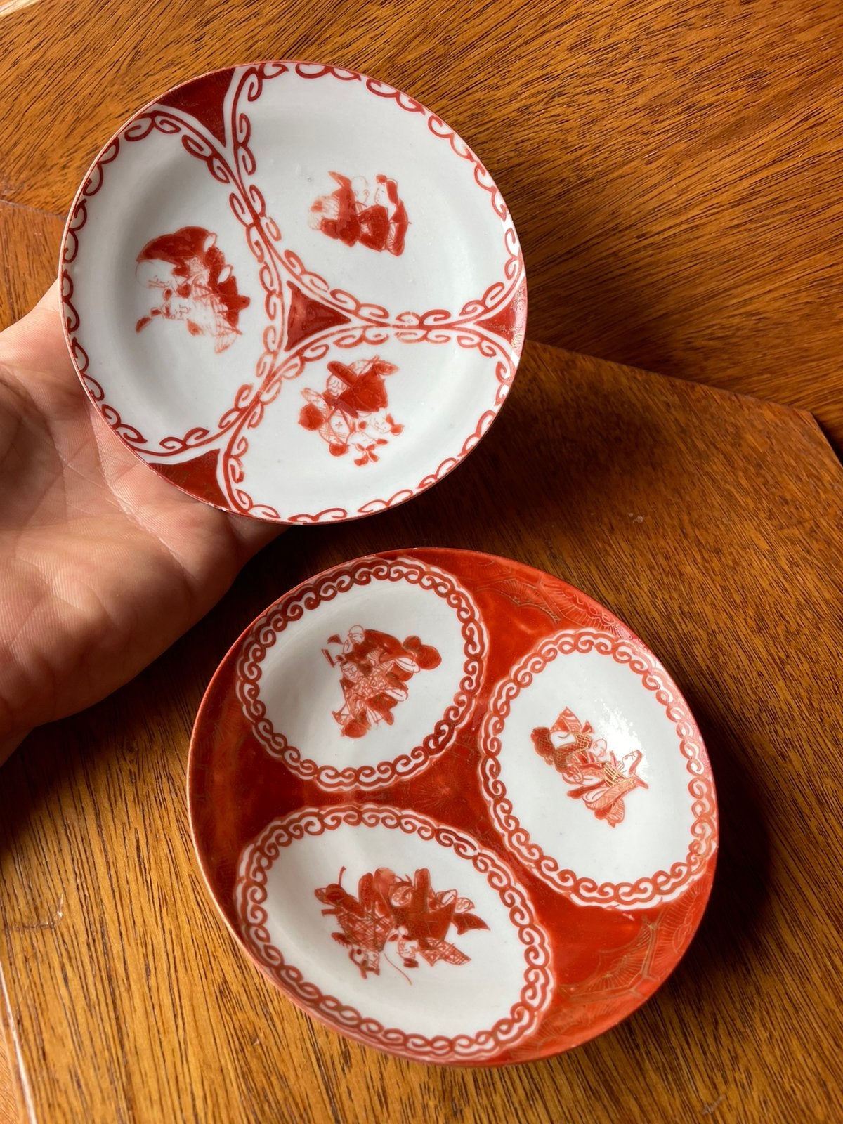 Antiek Japanse schoteltjes eierschaalporselein Kutani Hirado, Ophalen of Verzenden