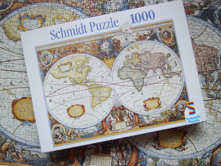 SCHMIDT Puzzel Antieke Wereldkaart, Ophalen, 500 t/m 1500 stukjes, Zo goed als nieuw, Legpuzzel