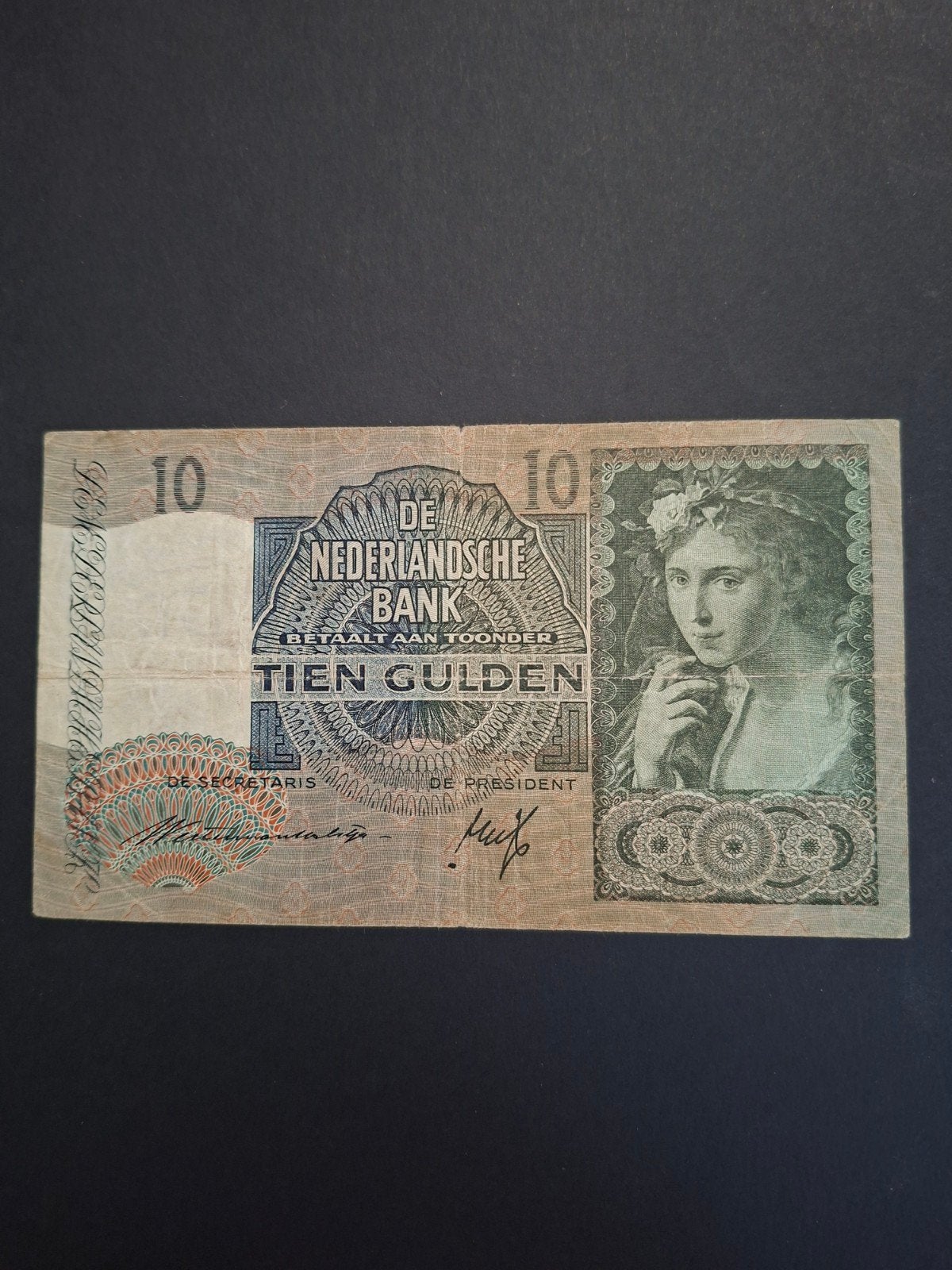 10 gulden Meisje met druiven uit 1940 in ZF, Ophalen of Verzenden, 10 gulden, Los biljet