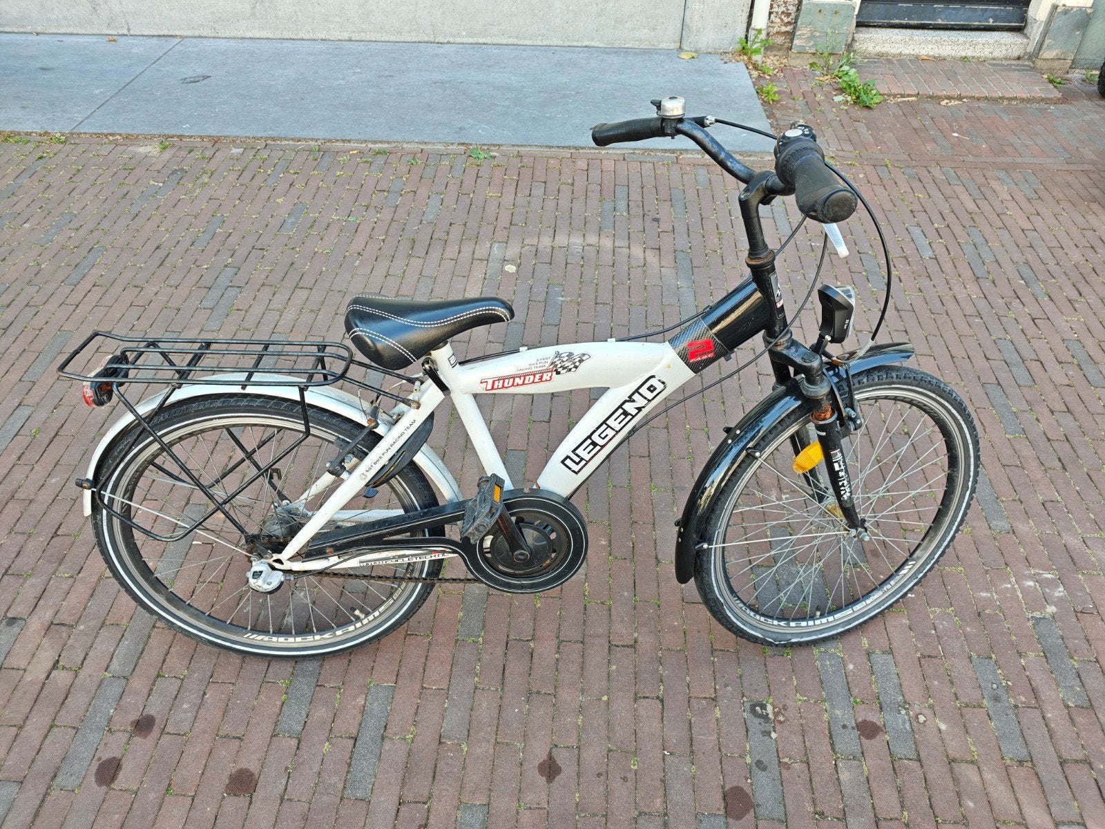 Legend Thunder kinderfiets - Wit/Zwart, Gebruikt, Velgrem, Versnellingen, Minder dan 49 cm