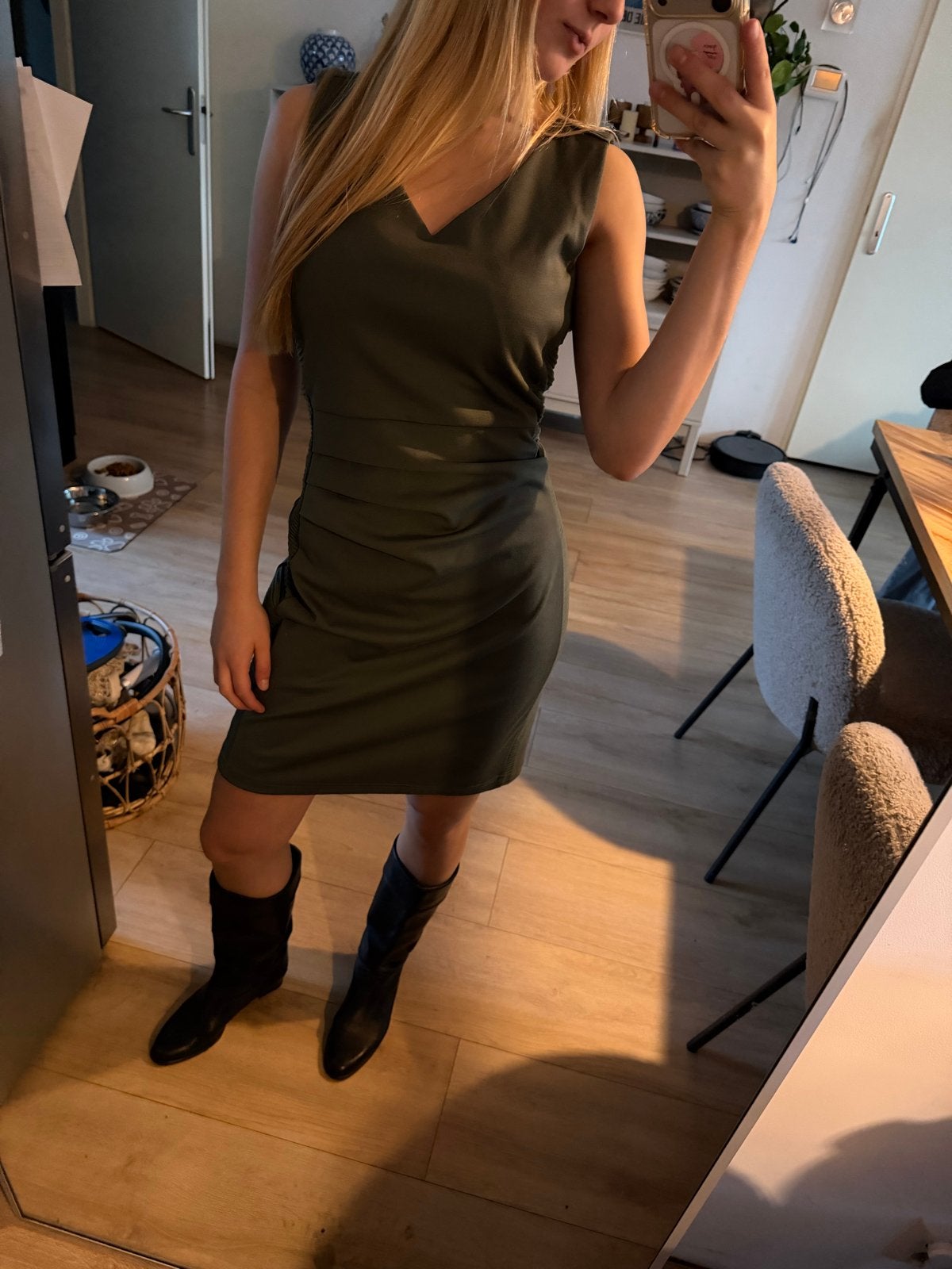 Kaffe Jurk - Groen - Maat M - Zo goed als nieuw, Kleding | Dames, Maat 38/40 (M), Ophalen of Verzenden, Zo goed als nieuw, Boven de knie