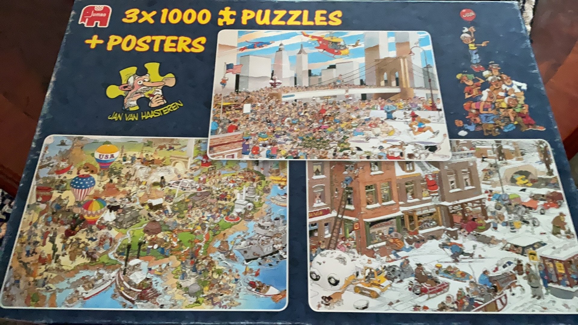 J v haasteren puzzel 3 x 1000 st. USA - Steetlife- NY marat, Ophalen of Verzenden, 500 t/m 1500 stukjes, Zo goed als nieuw