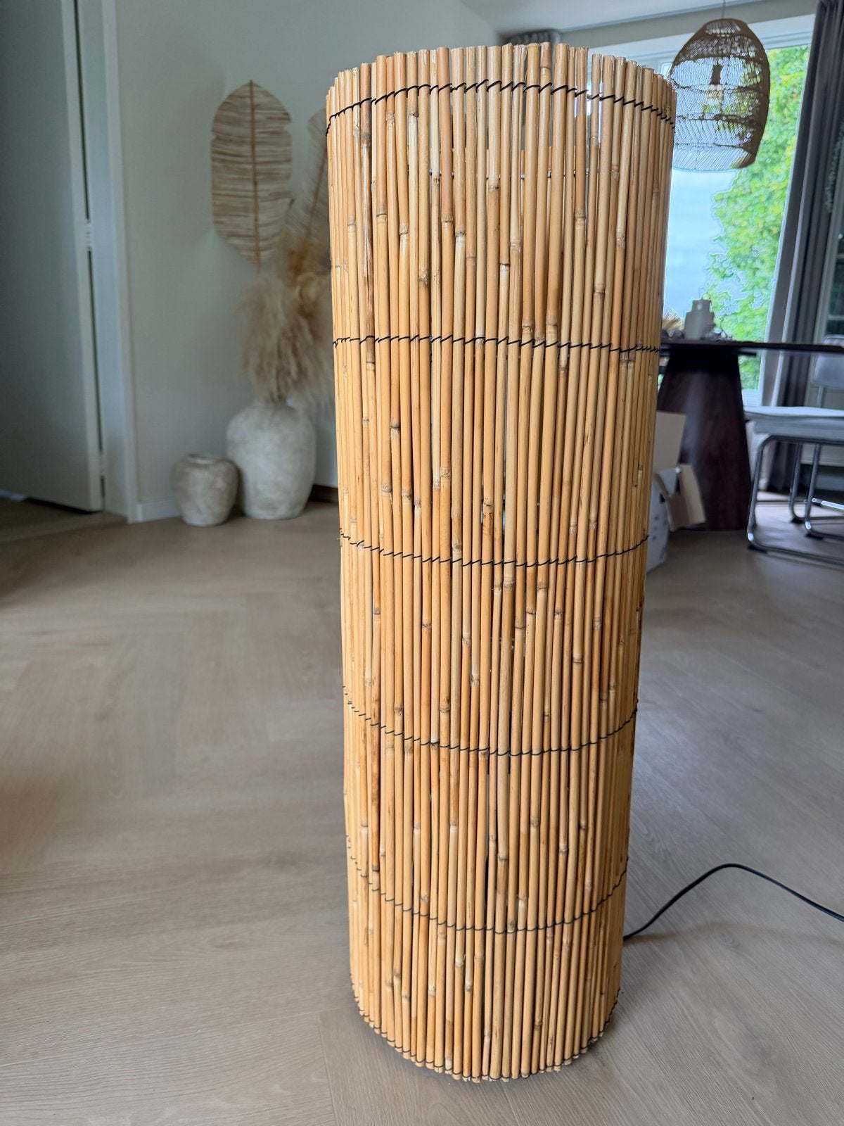 Ibiza lamp riet - sfeervolle vloerlamp, Ophalen, Zo goed als nieuw, Natuurlijk materiaal, 100 tot 150 cm