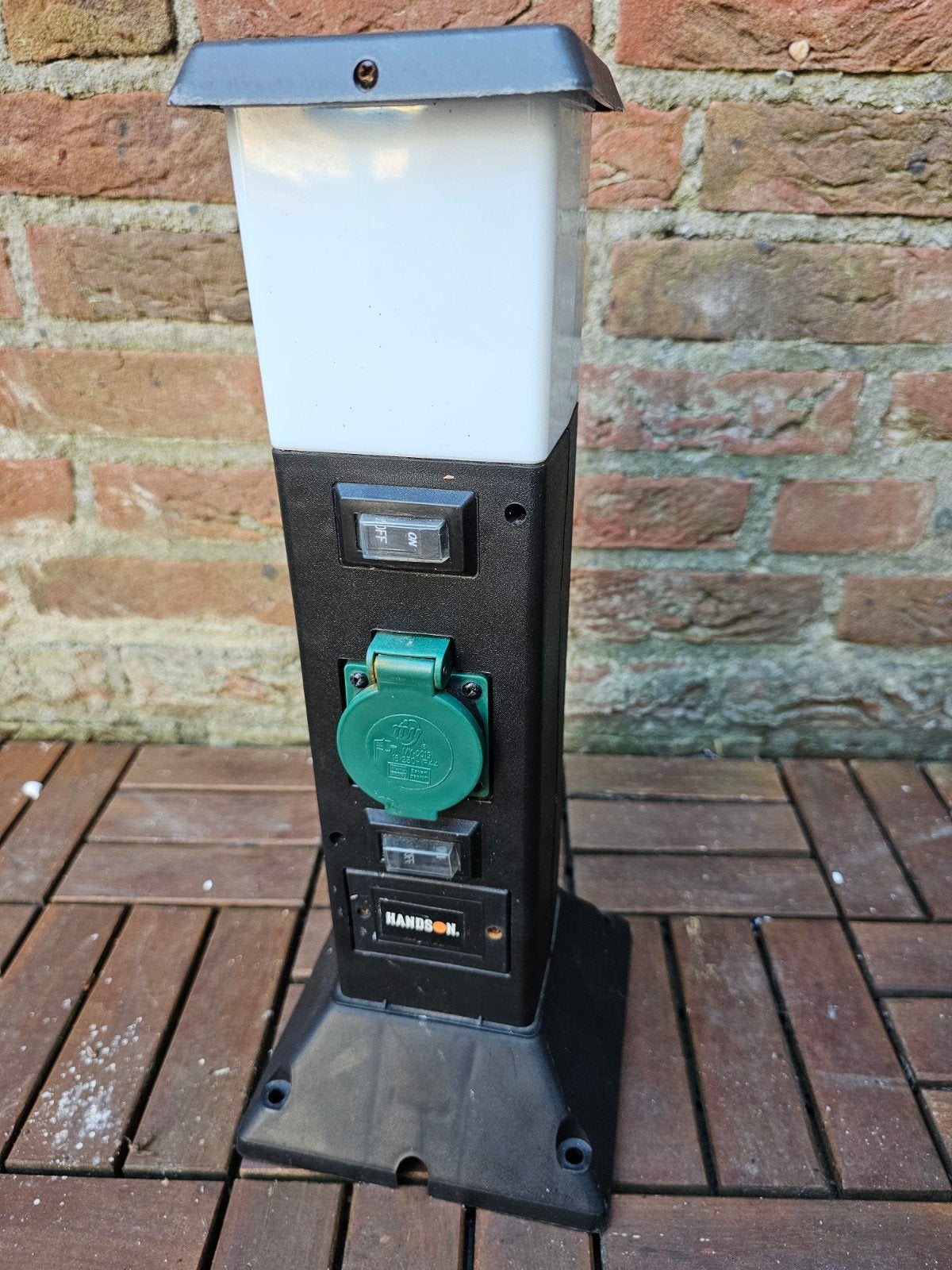 Tuinstopcontact 2-voudig met lamp zwart, Ophalen