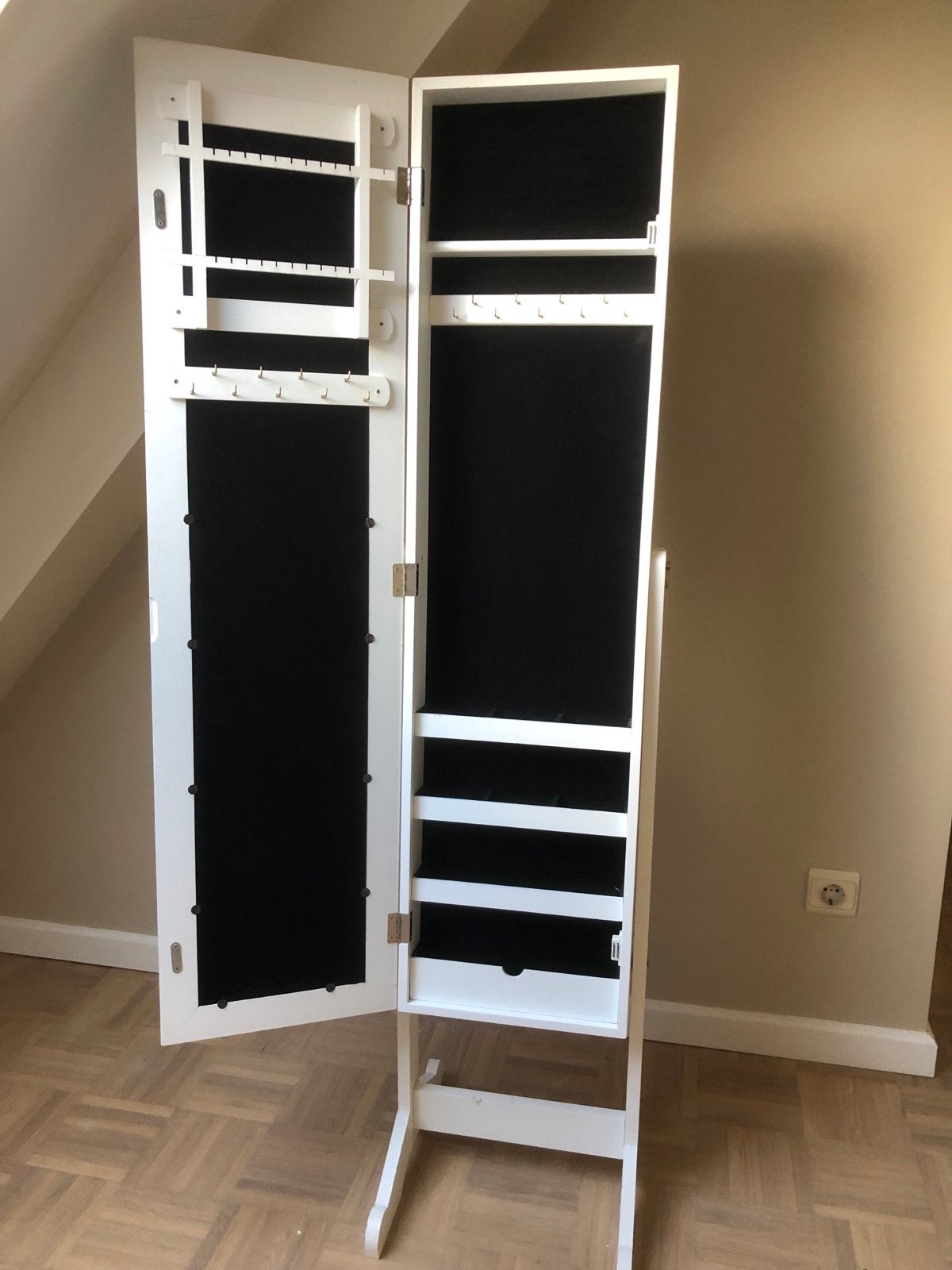 Witte Sieradenkast met Spiegel en Opbergruimte, Ophalen, Minder dan 50 cm, 100 tot 150 cm, Zo goed als nieuw