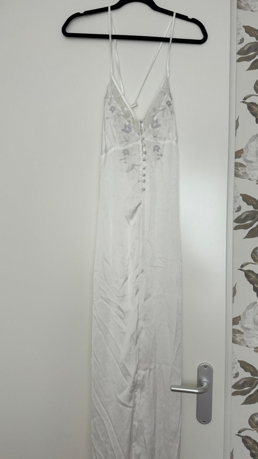 Luxe off-white maxi negligé met lange kimono/ochtendjas, Kleding | Dames, Ophalen of Verzenden, Zo goed als nieuw, Wit, Onder de knie