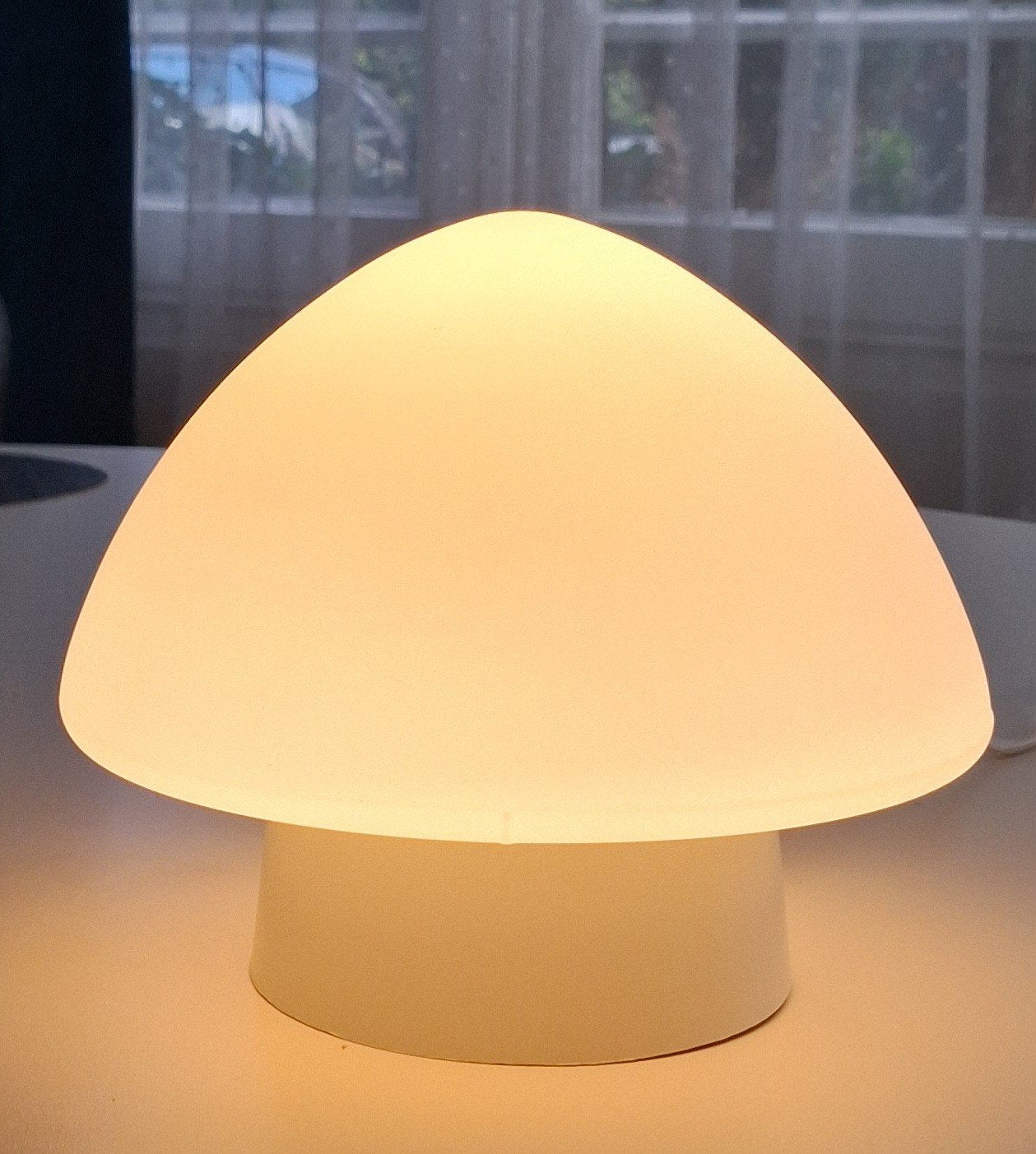 vintage, jaren 70, mushroom plafondlampje, wit,mat opaalglas, Gebruikt, Vintage, Glas, Wit