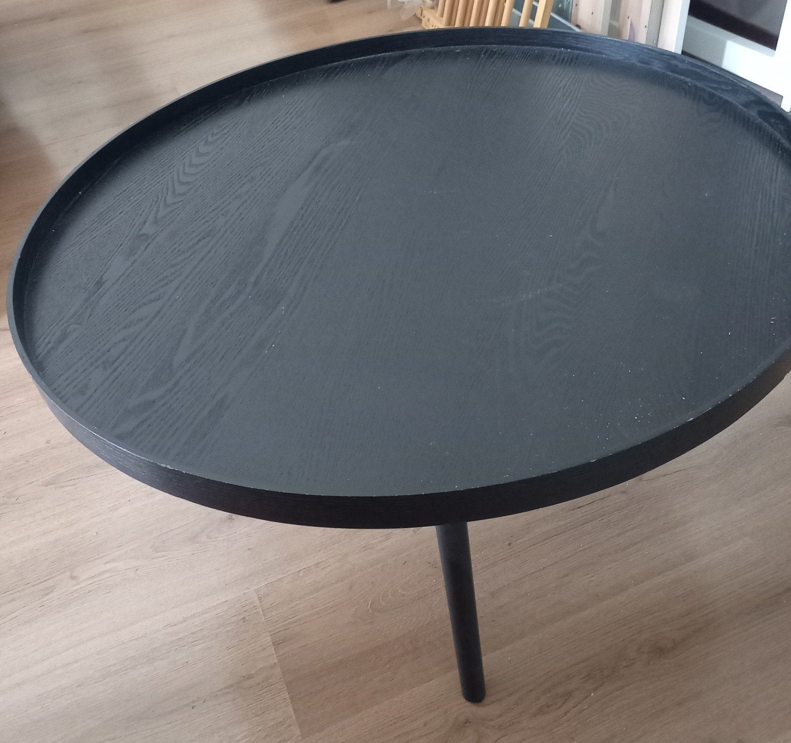 Ronde zwarte salontafel, Huis en Inrichting, Tafels | Salontafels, Ophalen, Gebruikt, 50 tot 100 cm, Rond