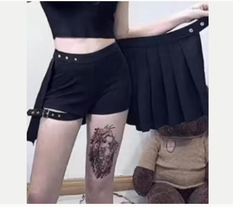 AltGoth Punk Mall Gothic rok afneembaar met katoen - Zwart, Ophalen of Verzenden, Nieuw, Zwart, Boven de knie