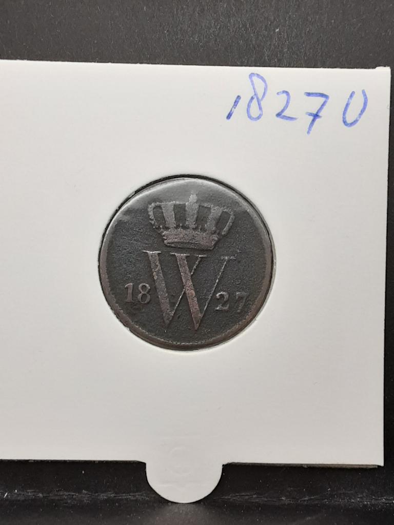 1 cent 1827 U Koning Willem I, Ophalen of Verzenden, Koning Willem I, 1 cent, Losse munt