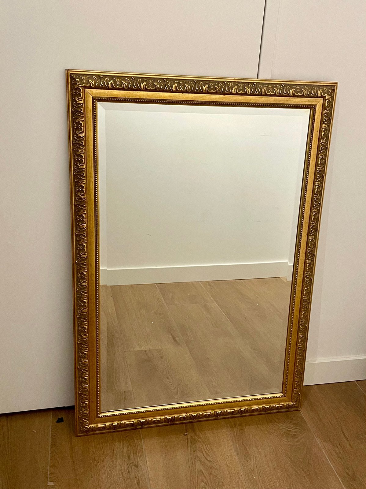 Gouden spiegel, Ophalen, Zo goed als nieuw, Rechthoekig, Minder dan 100 cm