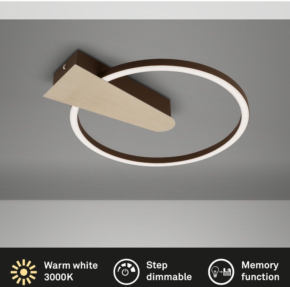 Briloner 3542-017 plafondlamp goud 3 stappendimmer 34cm NEW, Ophalen of Verzenden, Nieuw, Metaal