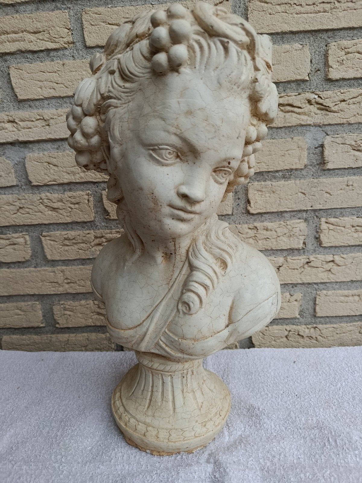 Decoratieve Buste van Vrouw met Druiven - Klassieke Stijl, Ophalen, Buste, 20 - 50 cm, Beige