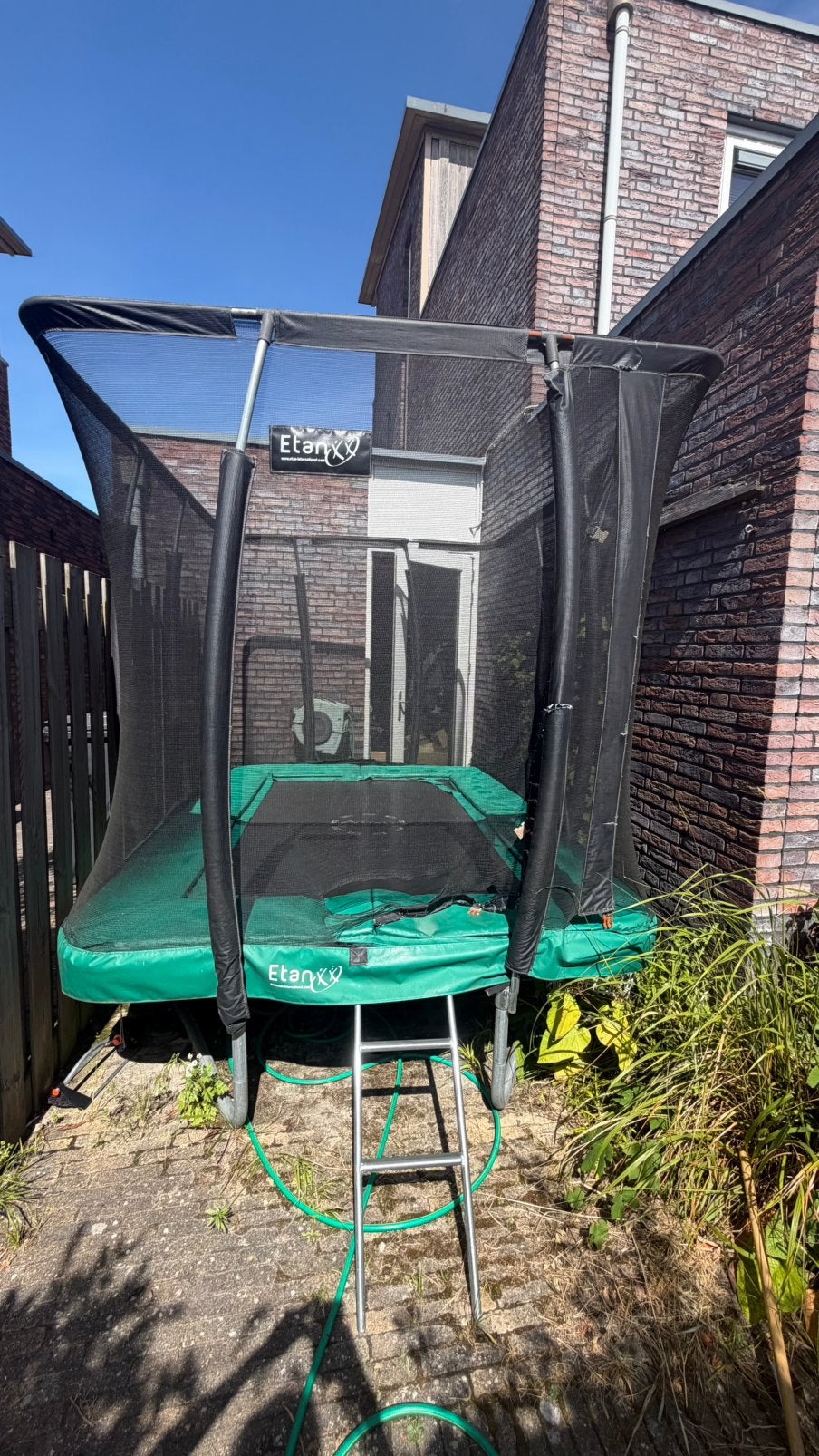 Etan trampoline met veiligheidsnet, trapje & extra springmat, Ophalen, Zo goed als nieuw
