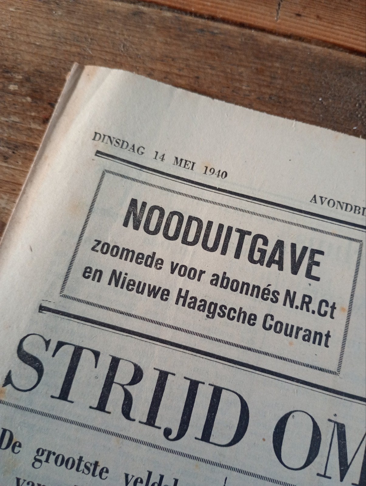 Nooduitgave Het Vaderland - 14 mei 1940, ., Overige soorten, Ophalen of Verzenden, .