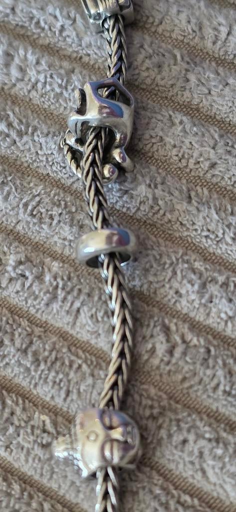 Trollbeads armband met bedels en olifantsluiting, Ophalen of Verzenden, Zo goed als nieuw, Zilver, Trollbeads