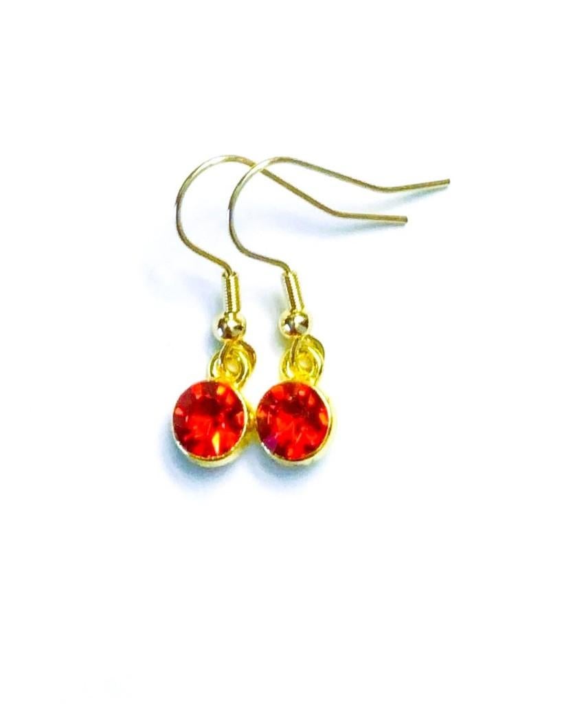 Oorbellen goud 14k gold plated hanger kristallen rood-robijn, Met kristal, Overige materialen, Hangers, Verzenden