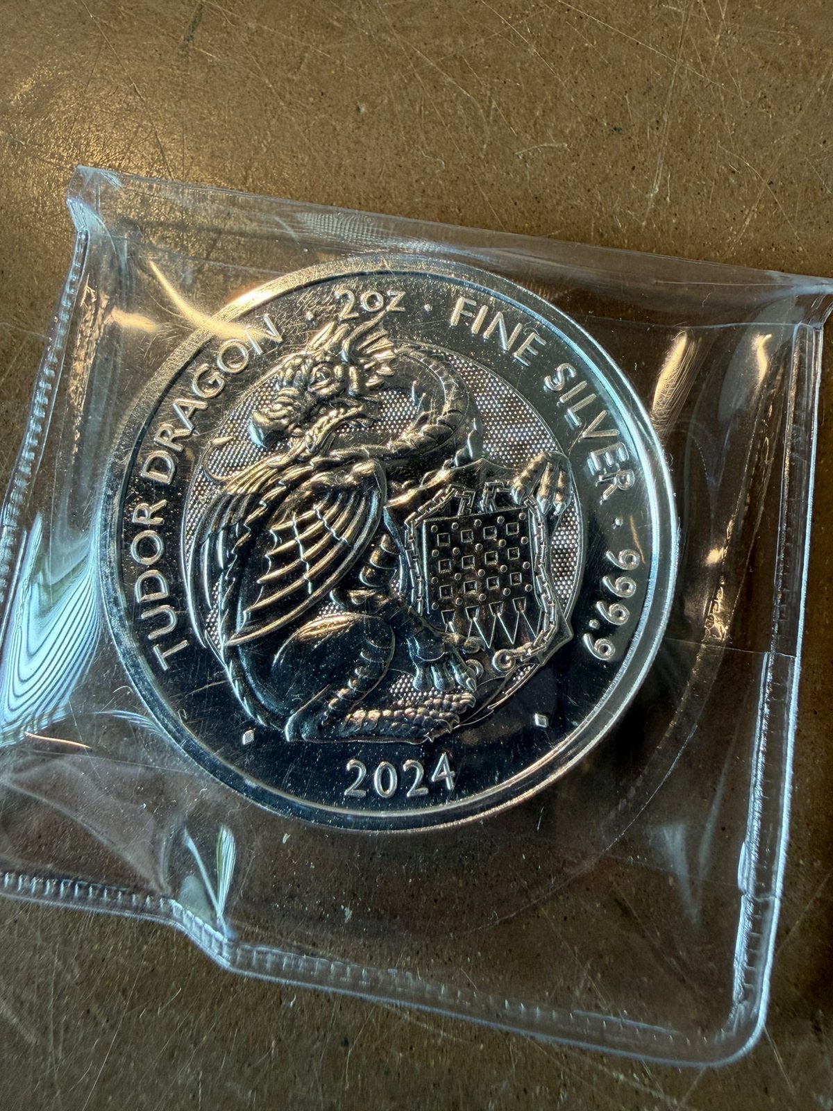 2 ounce Tudor Beast Royal Dragon, Postzegels en Munten, Ophalen of Verzenden, Zilver