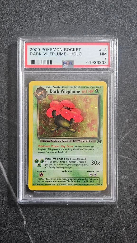Pokémon Dark Vileplume Holo PSA 7, Ophalen of Verzenden, Zo goed als nieuw