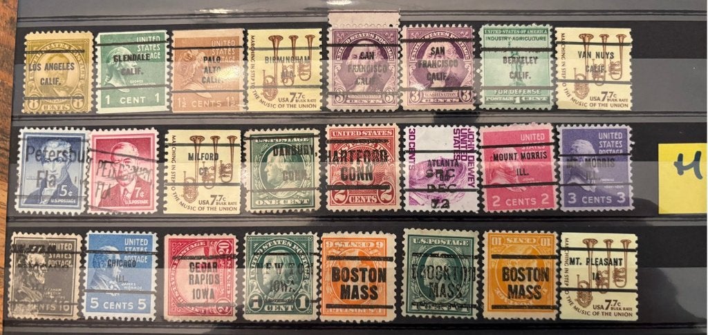 USA precancels, 24 verschillende (H), Verzenden, Gestempeld, Noord-Amerika