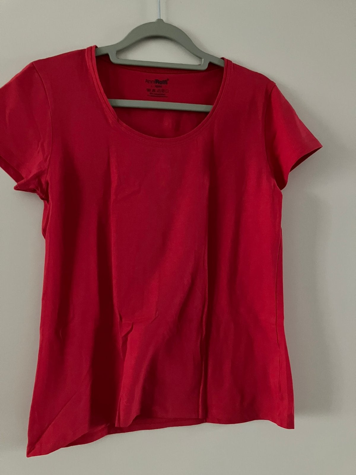 Rood t shirt stretch katoen/Anni Rolfi-L, Kleding | Dames, Maat 42/44 (L), Ophalen of Verzenden, Zo goed als nieuw, Korte mouw