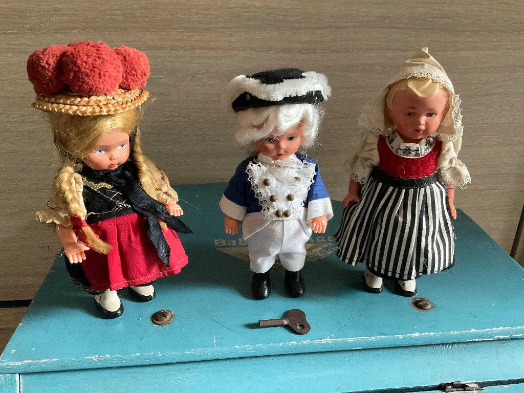 Verzameling oude dans popjes met sleutel / Wind up Toy, Antiek en Kunst, Antiek | Speelgoed, Ophalen of Verzenden