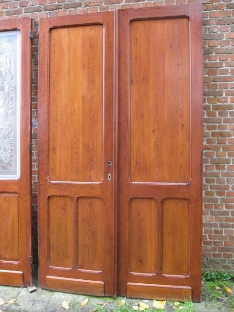 246,5hx143,5br Set dubbele oude hoge paneeldeuren, Ophalen