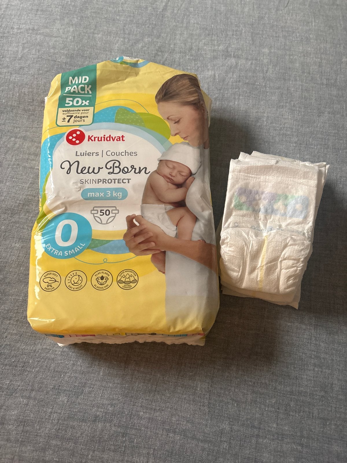 Kruidvat New Born Luiers - Maat 0 (max 3kg) - 50 stuks, Ophalen, Nieuw
