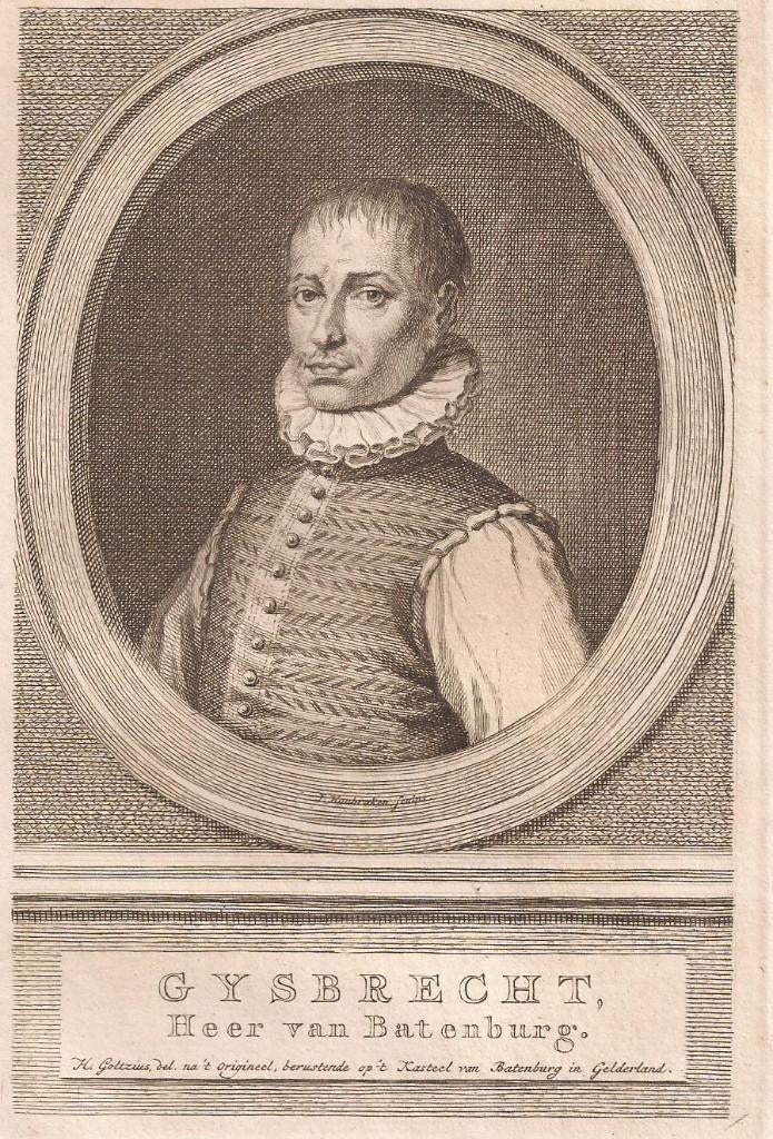 Portret van Gysbrecht Heer van Bronckhorst en Batenburg, Origineel, Portret, Ophalen of Verzenden, Gravure