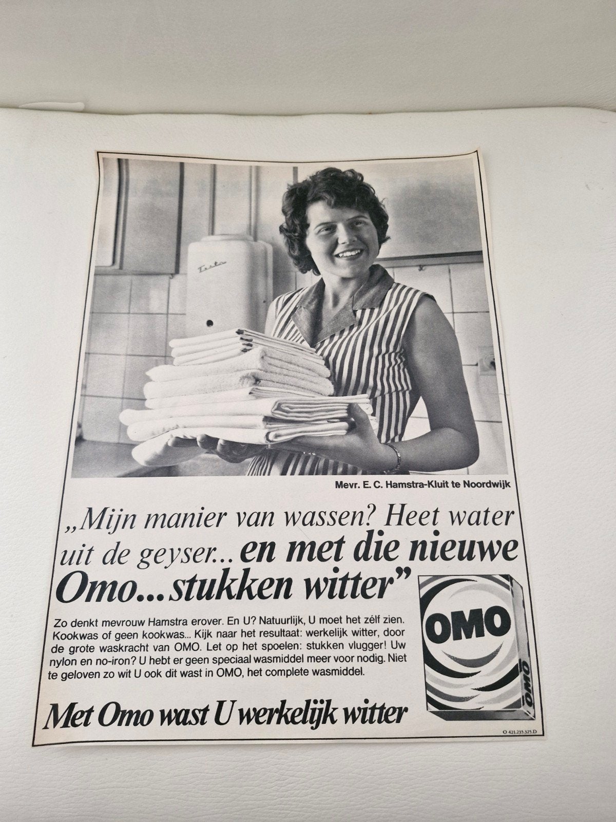 Vintage OMO Wasmiddel Advertentie (32x24 cm), Ophalen of Verzenden, Gebruikt, Overige typen
