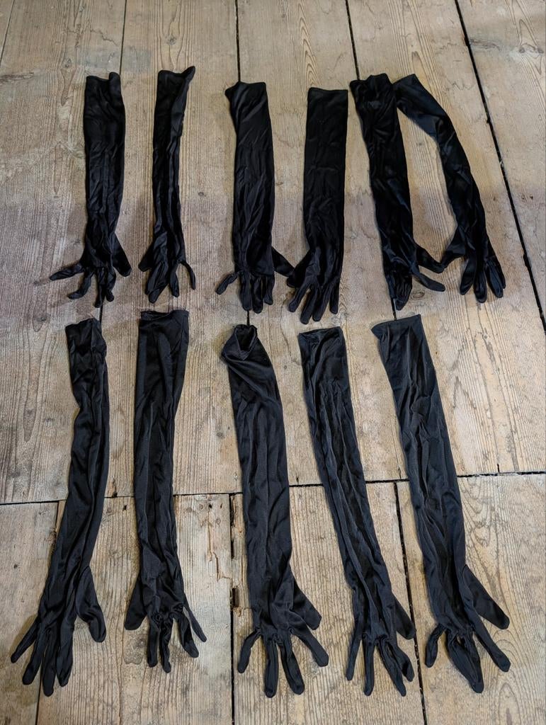 11 stuks/5,5 paar lange zwarte handschoenen, Ophalen of Verzenden, Handschoenen