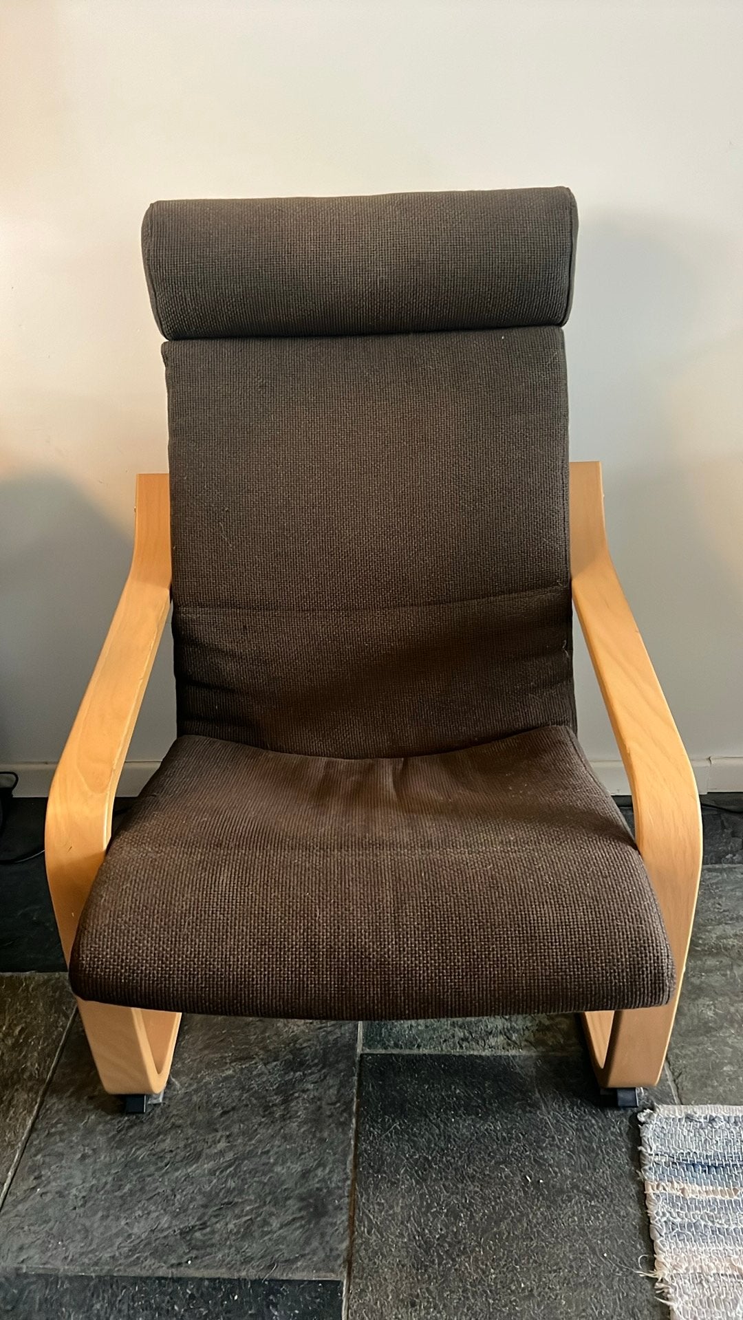 Bruine Ikea Poäng Fauteuil, Huis en Inrichting, Ophalen, Gebruikt, Minder dan 75 cm, Stof