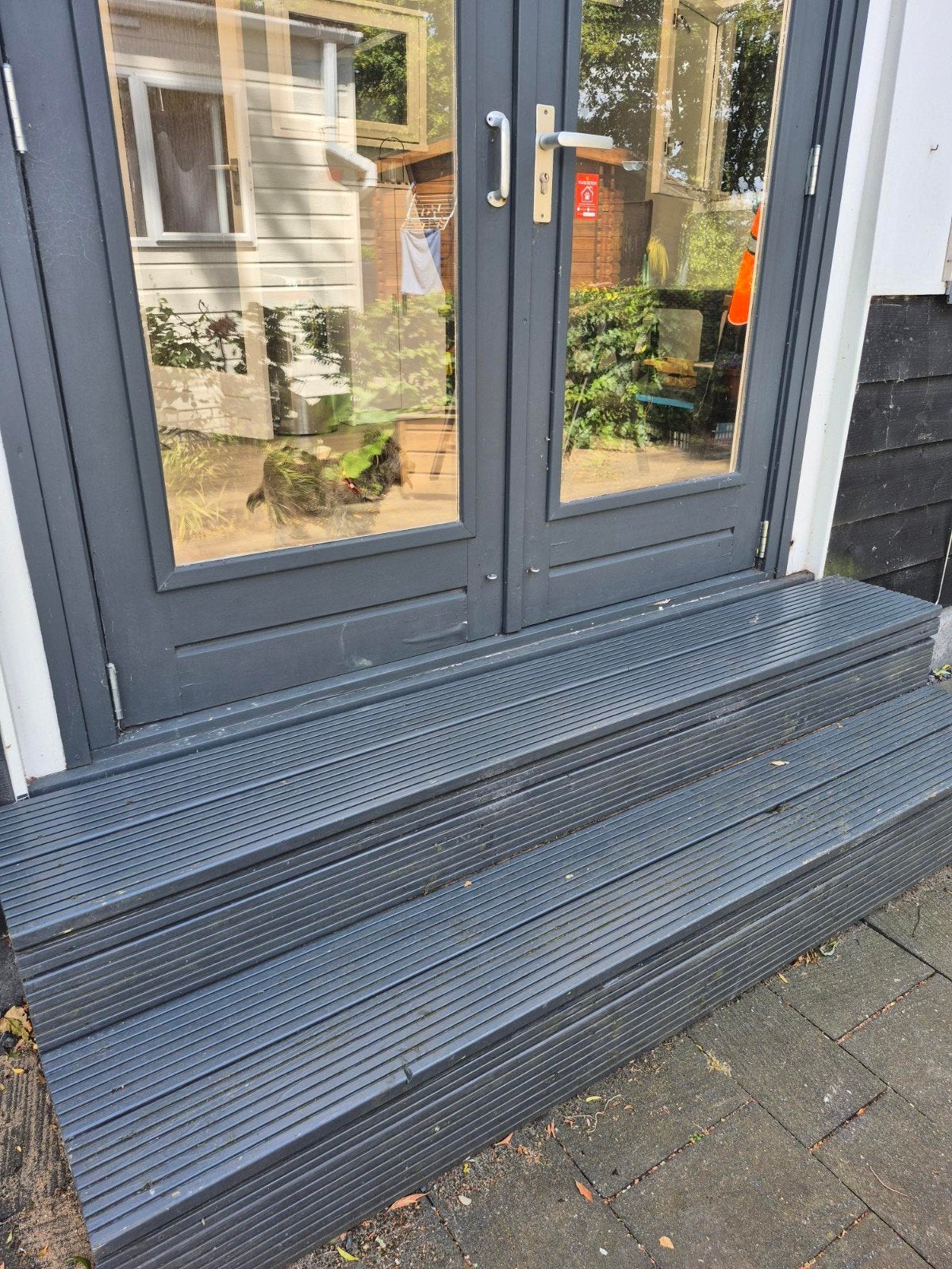 opstap voor chalet, of caravan op camping in Doornenburg, Ophalen, Gebruikt, Hout