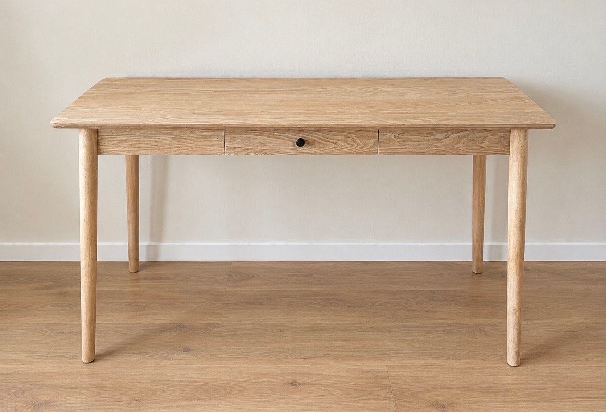 Houten bureau met lade - 130x45x78 cm, Ophalen, Overige typen, Gebruikt, Bruin