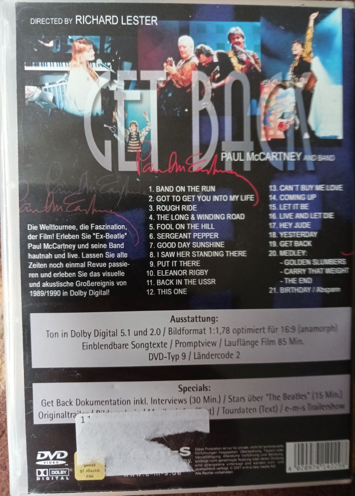 Paul McCartney & Band - Get Back DVD (Live Concert), Alle leeftijden, Ophalen of Verzenden, Zo goed als nieuw, Concert
