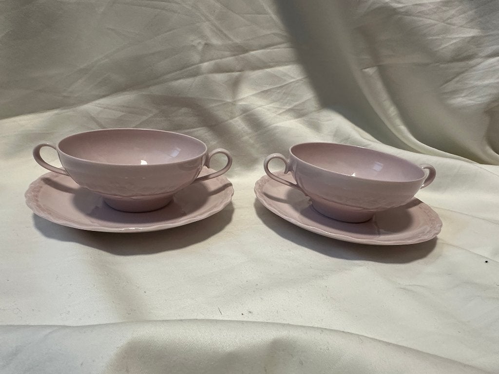Curiosa Set van 2 Porseleinen Hutschenreuther Rose soepkomme, Gebruikt, Ophalen of Verzenden, Kom(men), Overige stijlen