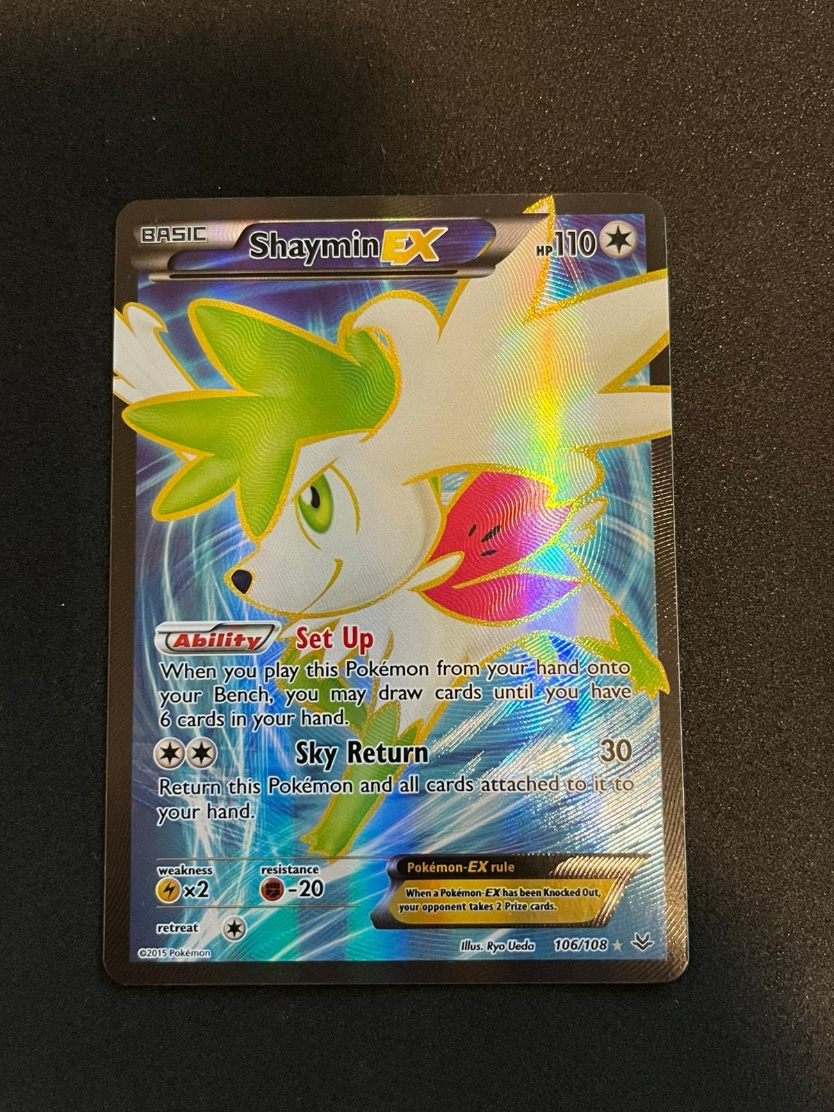 Pokémon Card Shaymin EX - Roaring Skies 106/108, Hobby en Vrije tijd, Verzenden, Zo goed als nieuw, Losse kaart, Foil