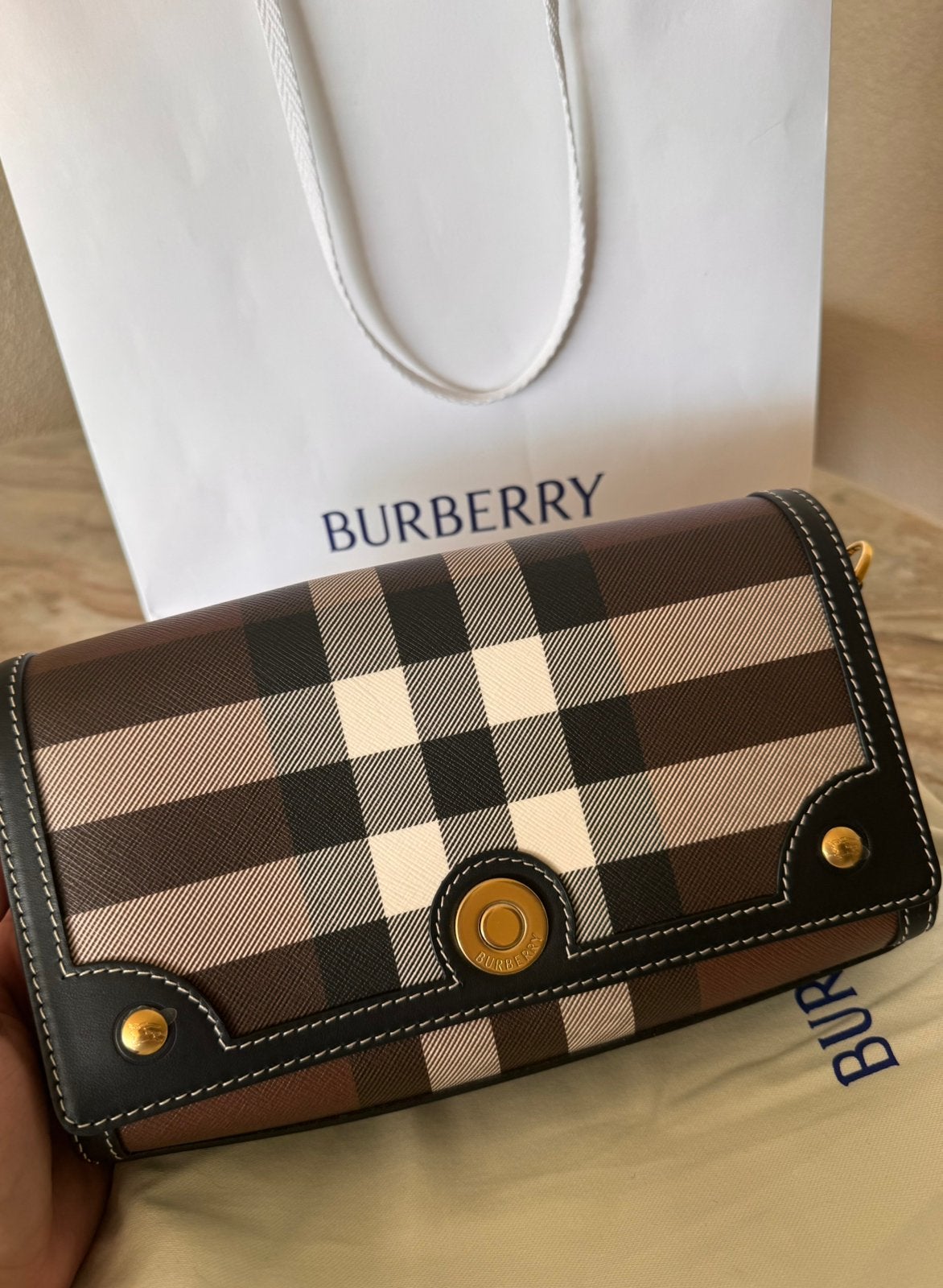Burberry Top Handle note bag, Ophalen, Nieuw, Bruin, Handtas