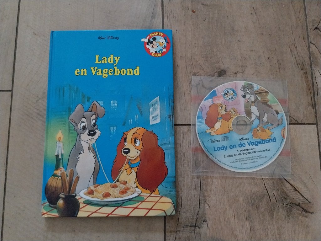 Disney Boekenclub: Lady en Vagebond (Boek + luister cd), Gelezen, Ophalen of Verzenden, Sprookjes, Disney
